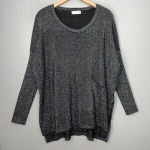 Altar'd State Size S M Black Silver Metallic Shimmer Sweater Tunic Holiday Glam